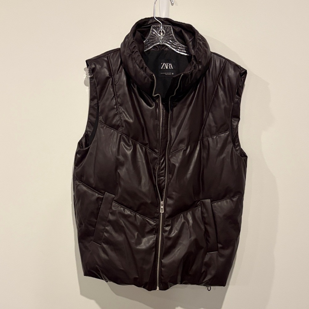 Zara Women's Chocolate Puffer Vest